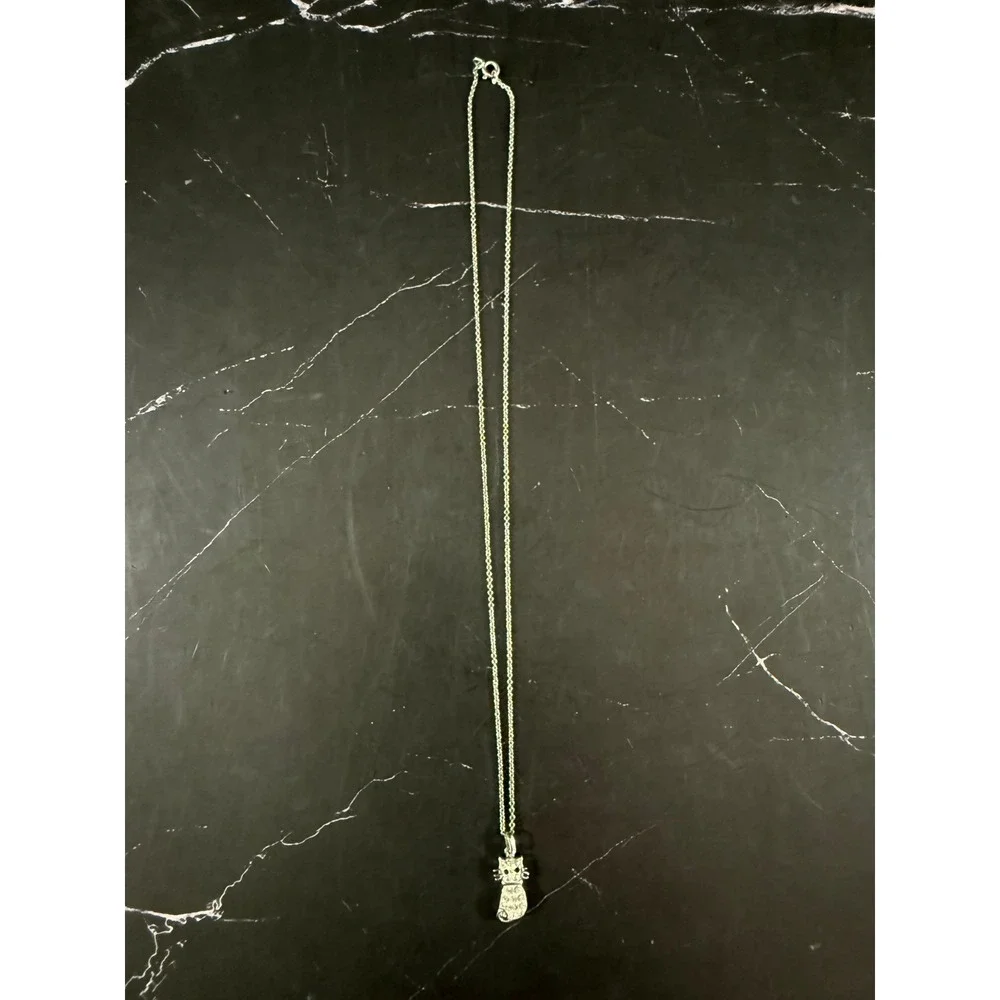 Crystal Mini CAT Pendant on 18in Sterling Silver Chain